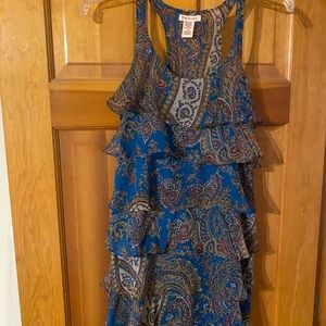 Blue floral ruffle mini dress